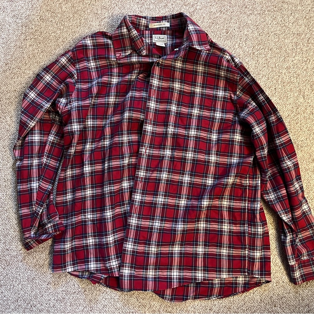 Ll bean red plaid flannel XL